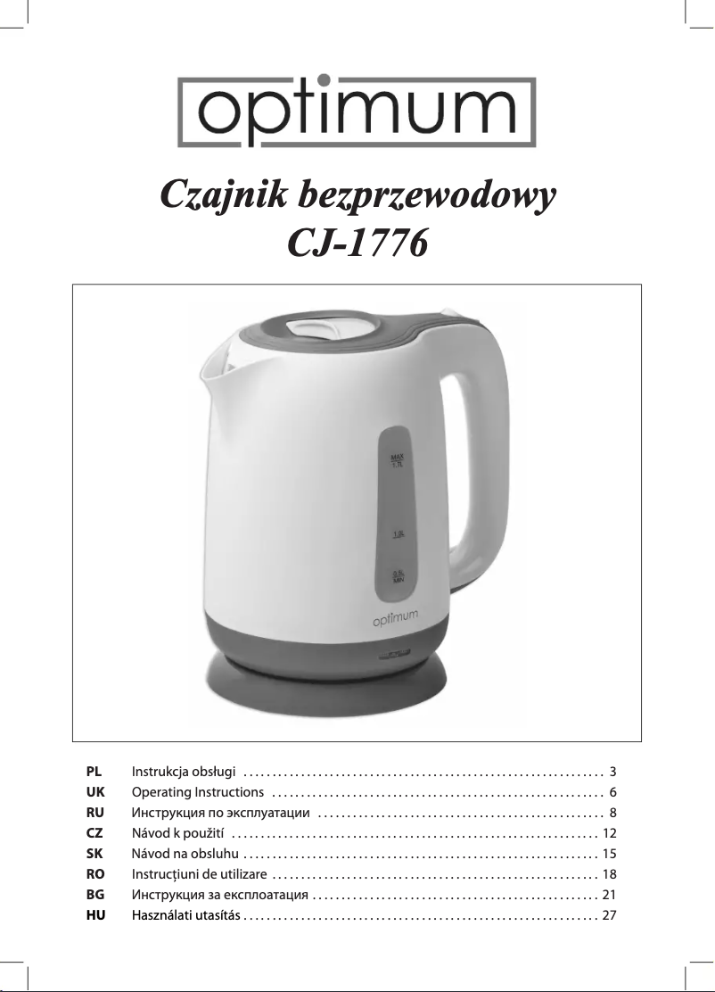 Image de la première page du manuel de l'appareil CJ-1776