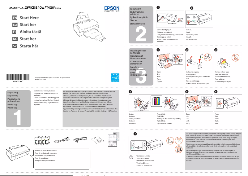 Page n°1 - Guide d'installation Epson Stylus Office B40W