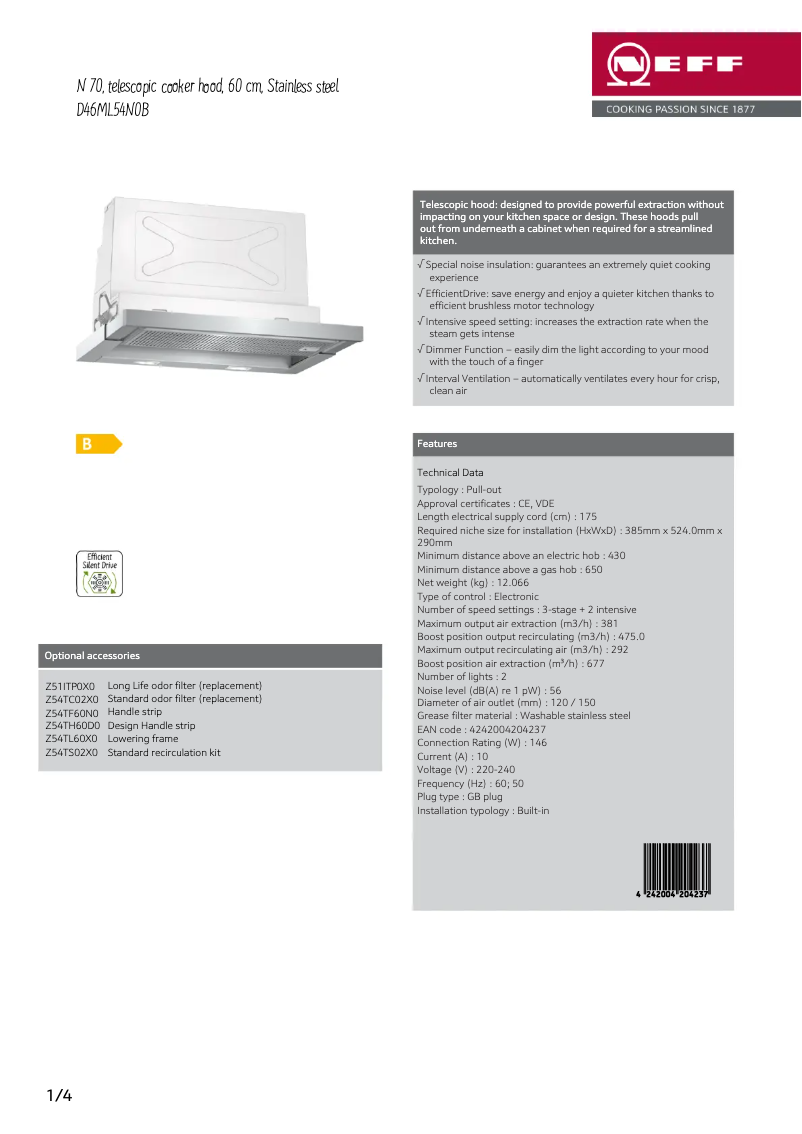 Image de la première page du manuel de l'appareil D46ML54N0B