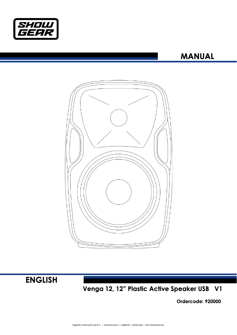 Page 1 of the manual User Manual Showtec Venga 12