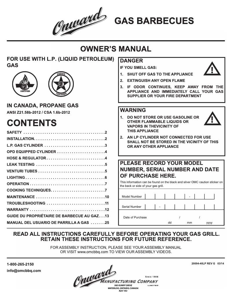 Page 1 de la notice Manuel utilisateur Broil King Imperial 590