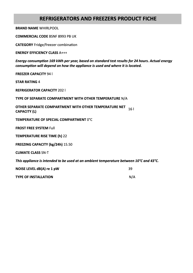 Image de la première page du manuel de l'appareil BSNF 8993 PB UK