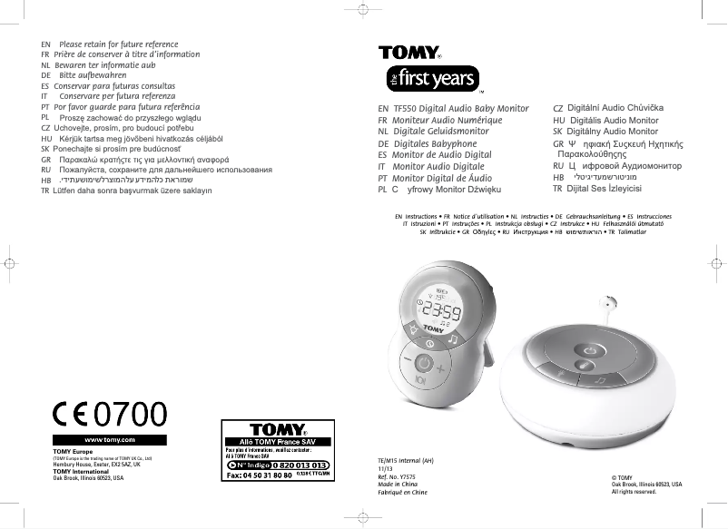 Page 1 de la notice Manuel utilisateur Tomy TF550 Digital Audio