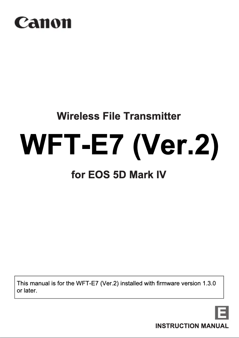 Image de la première page du manuel de l'appareil WFT-E7A