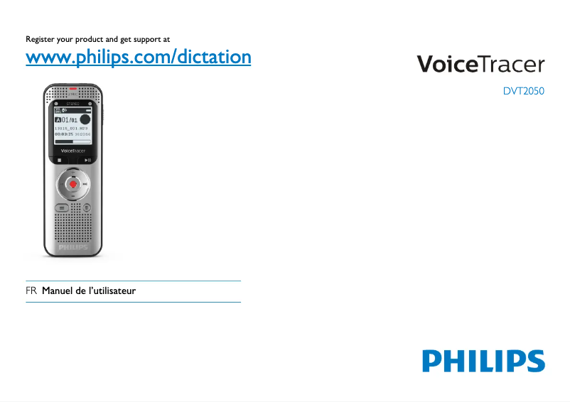 Page 1 de la notice Manuel utilisateur Philips Voice Tracer DVT2050
