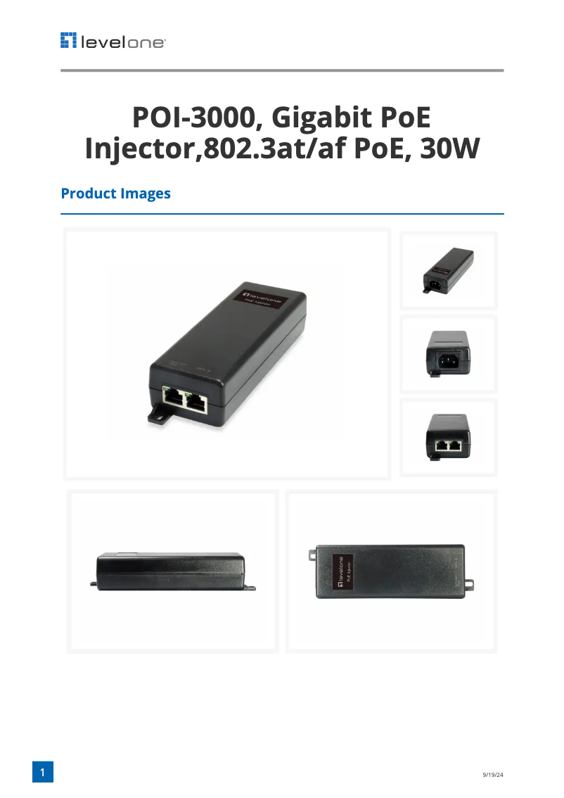 Page 1 de la notice Fiche technique LevelOne POI-3000