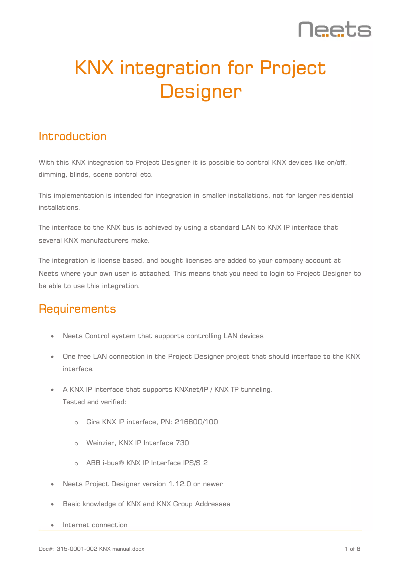 Página 1 del manual Manual de usuario Neets KNX