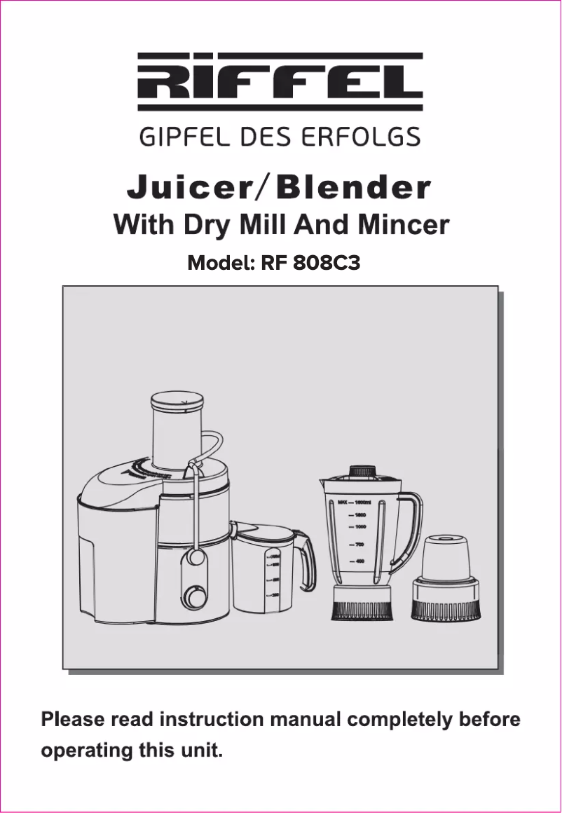 Imagen de la primera página del manual del dispositivo RF 808C3