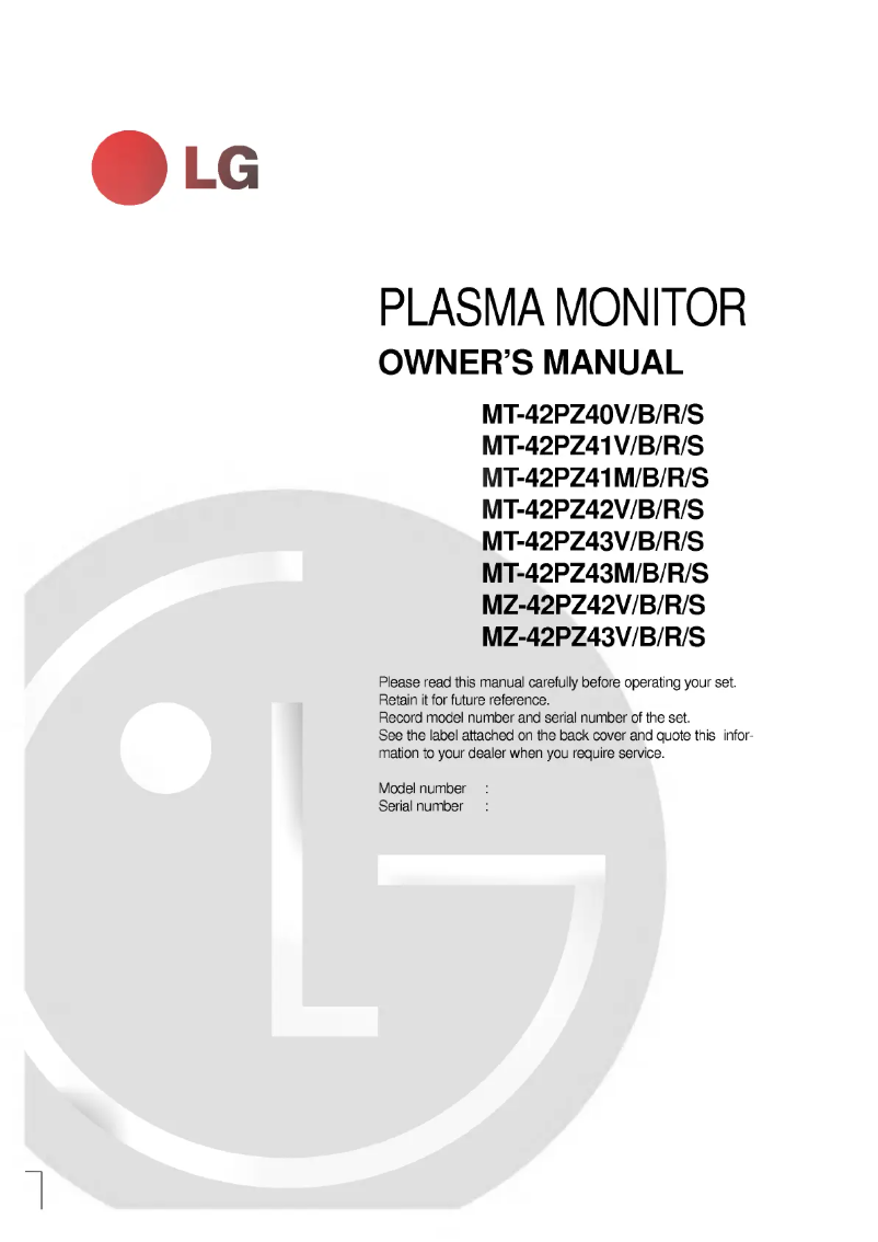 Página 1 del manual Manual de usuario LG MT-42PZ41V