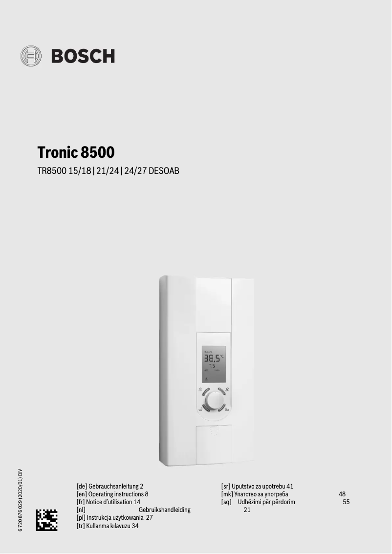 Page 1 de la notice Manuel utilisateur Bosch TR8500