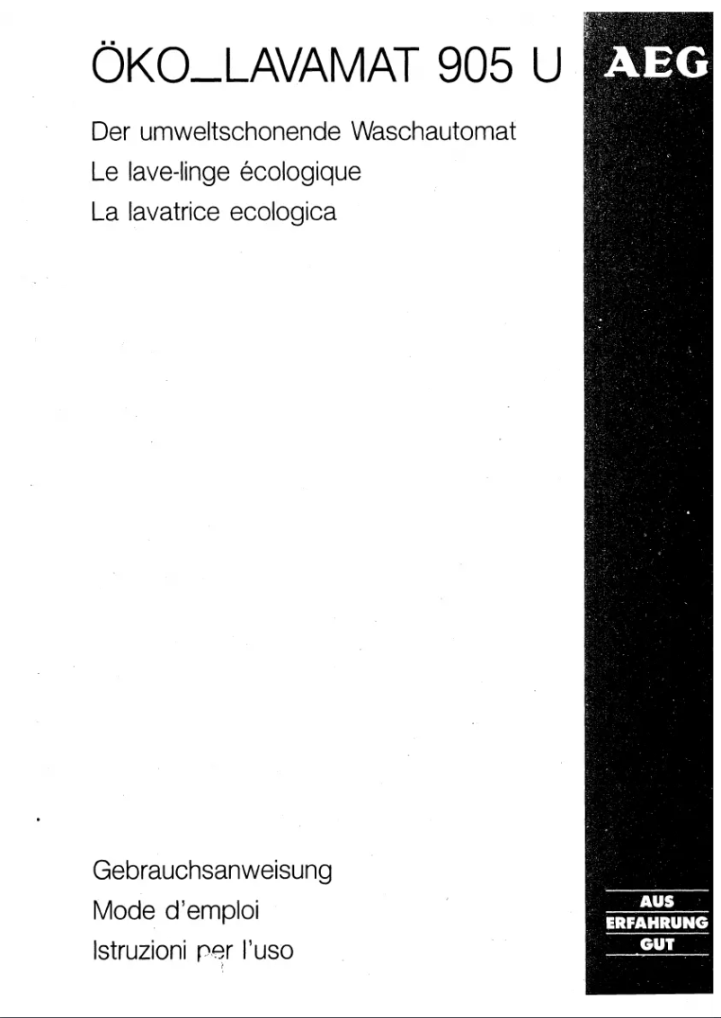 Image de la première page du manuel de l'appareil Lavamat 905 U