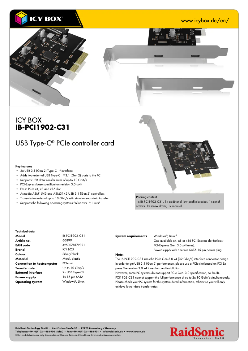 Image de la première page du manuel de l'appareil IB-PCI1902-C31