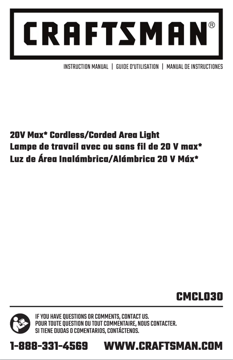 Page 1 de la notice Manuel utilisateur Craftsman CMCL030B