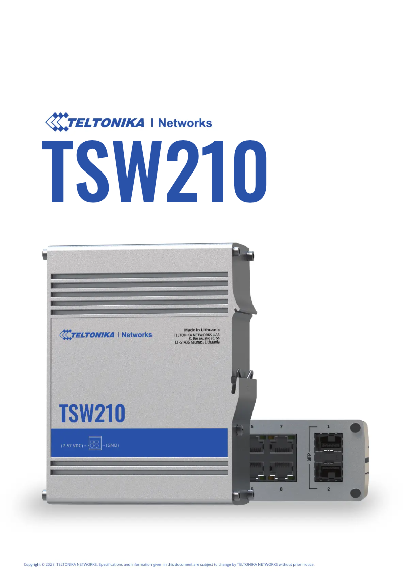 Página 1 del manual Guía de inicio rápido Teltonika TSW210