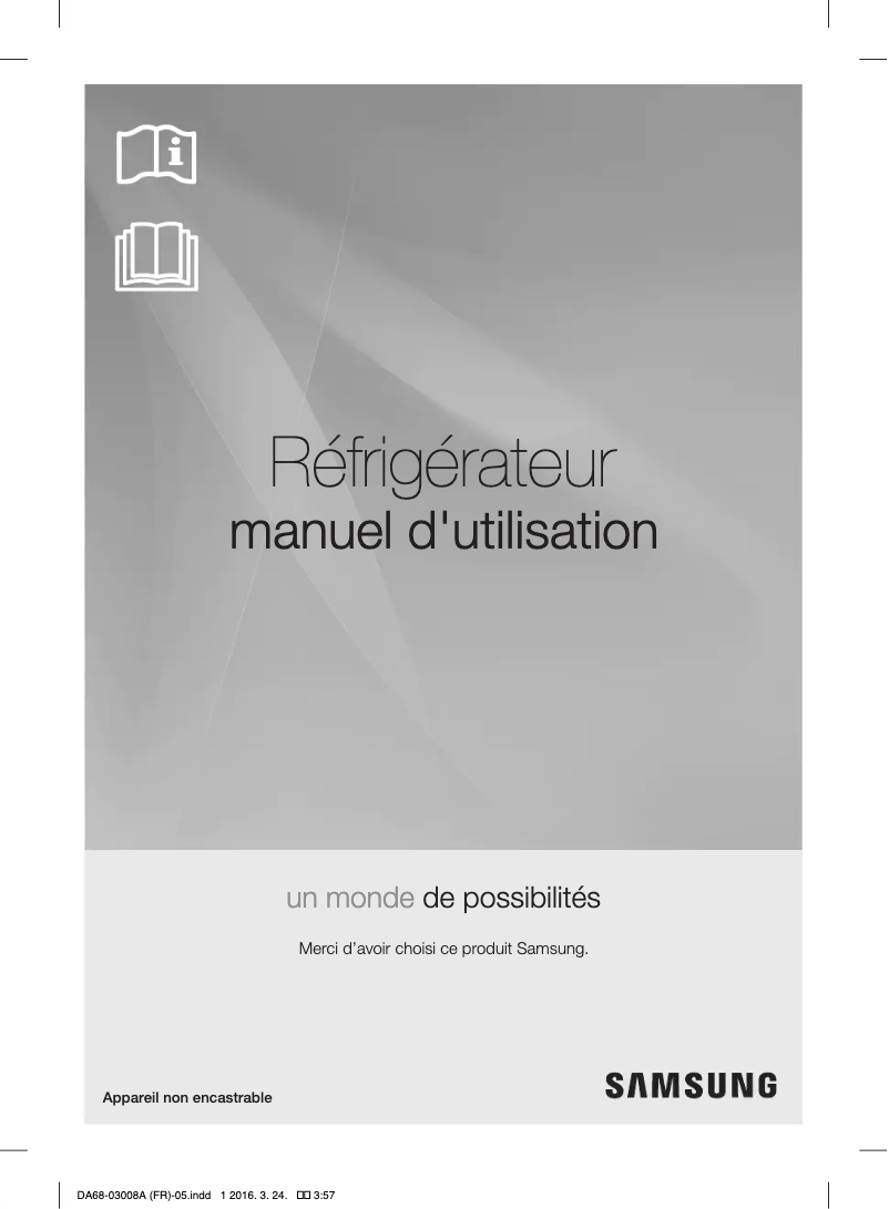 Page 1 de la notice Manuel utilisateur Samsung RR35H6510SS