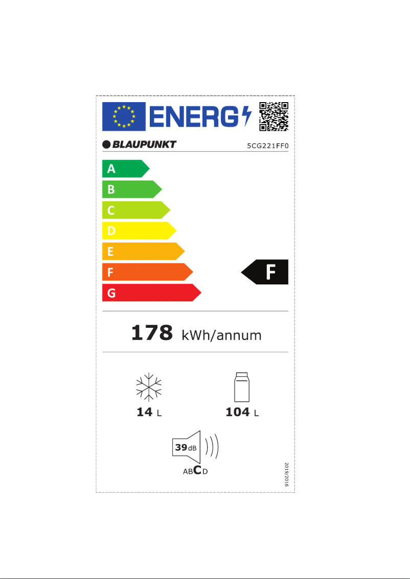 Página 1 del manual Etiqueta energética Blaupunkt 5CG221FF0