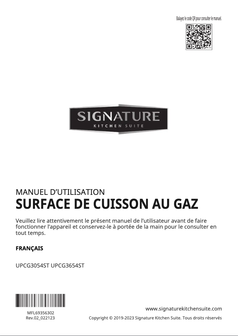 Page n°1 - Manuel utilisateur Signature UPCG3054ST