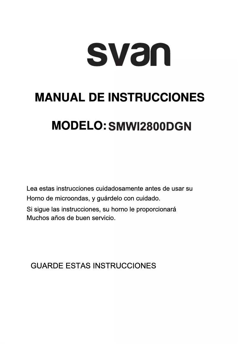Page 1 de la notice Manuel utilisateur SVAN SMWI2800DGN