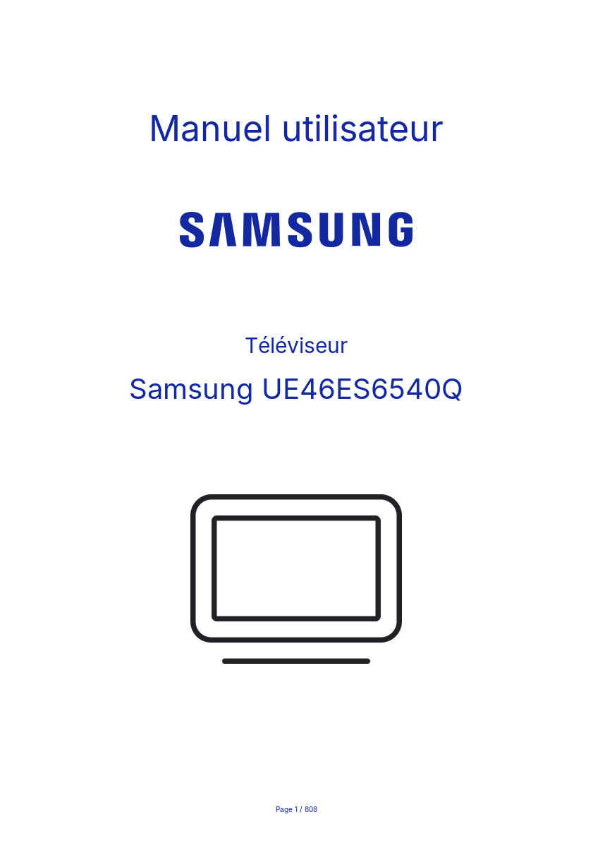 Page n°1 - Manuel utilisateur Samsung UE46ES6540Q
