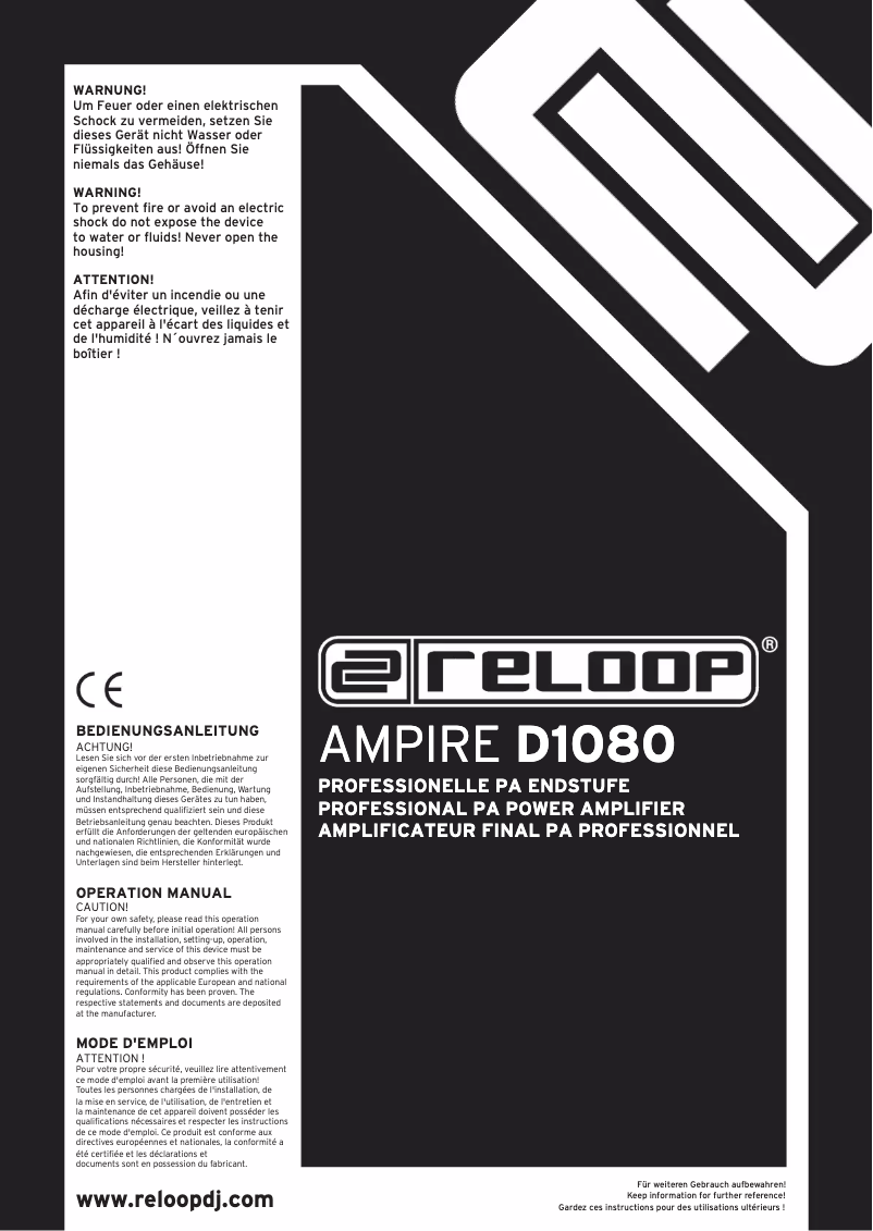 Page n°1 - Manuel utilisateur Reloop AMPIRE D1080