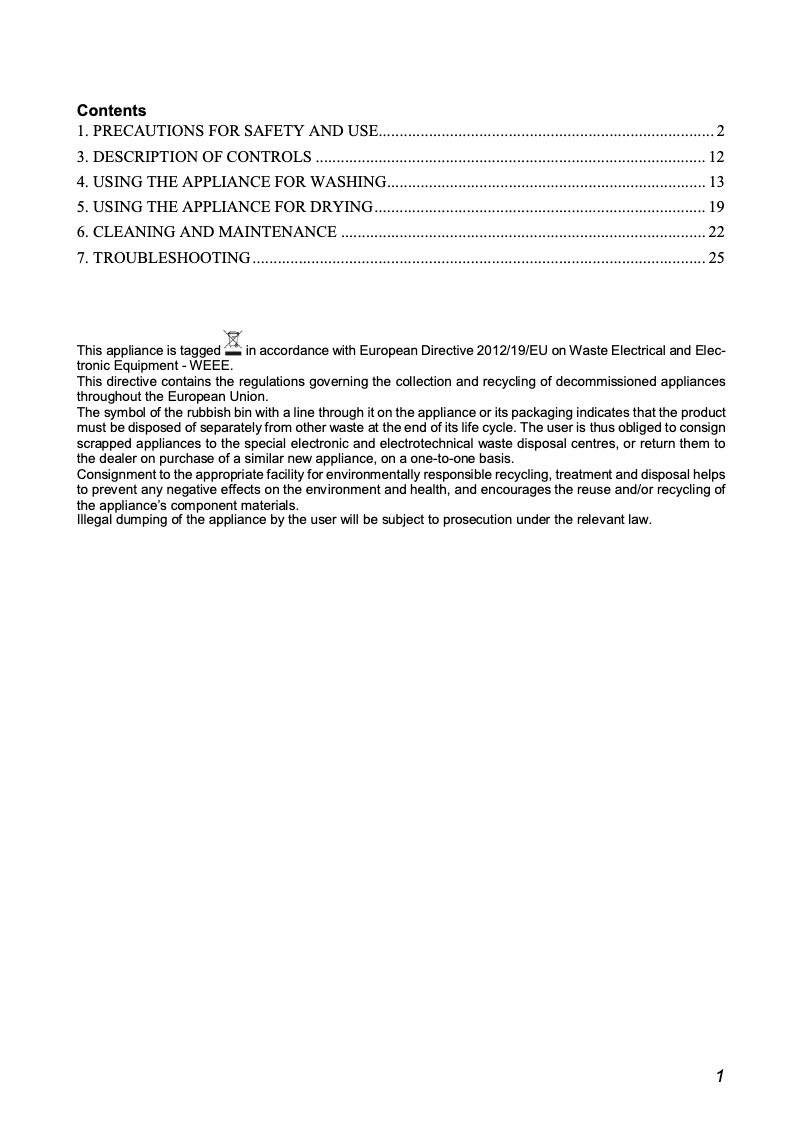 Page 1 de la notice Mode d'emploi Smeg WDI147D-2