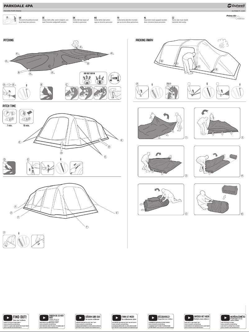 Page 1 de la notice Guide d'installation Outwell Parkdale 4PA