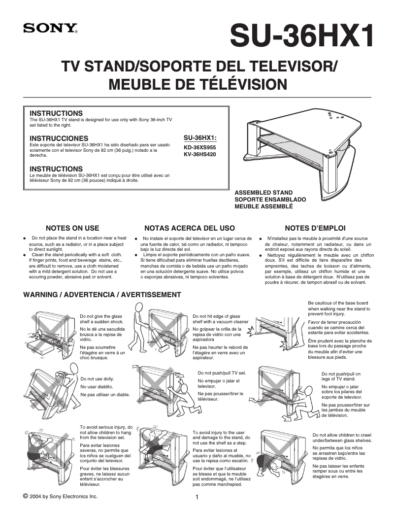 Page 1 de la notice Manuel utilisateur Sony KV-36HS420