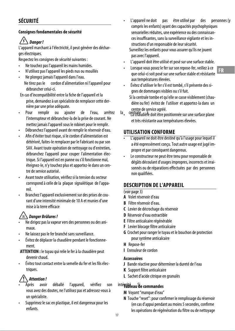 Page 1 de la notice Manuel utilisateur DeLonghi Stirella Pro 1870XS