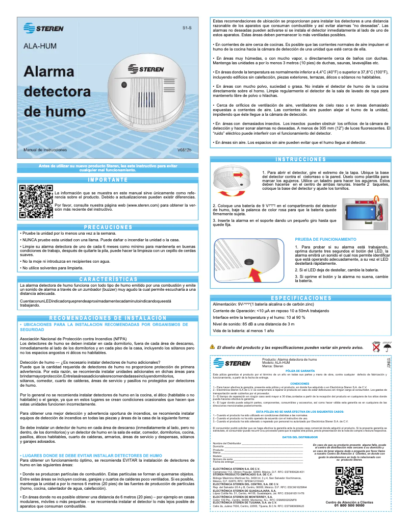 Page 1 de la notice Manuel utilisateur Steren ALA-HUM