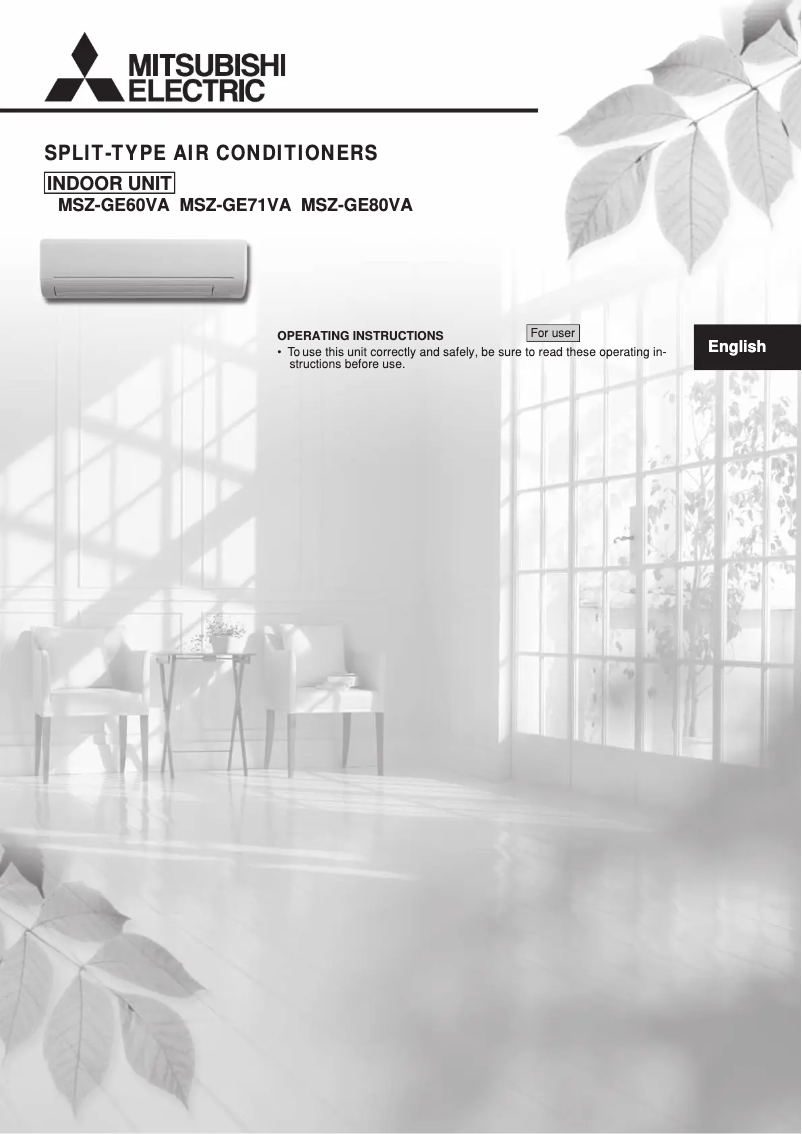 Page n°1 - Manuel utilisateur Mitsubishi MSZ-GE80VA