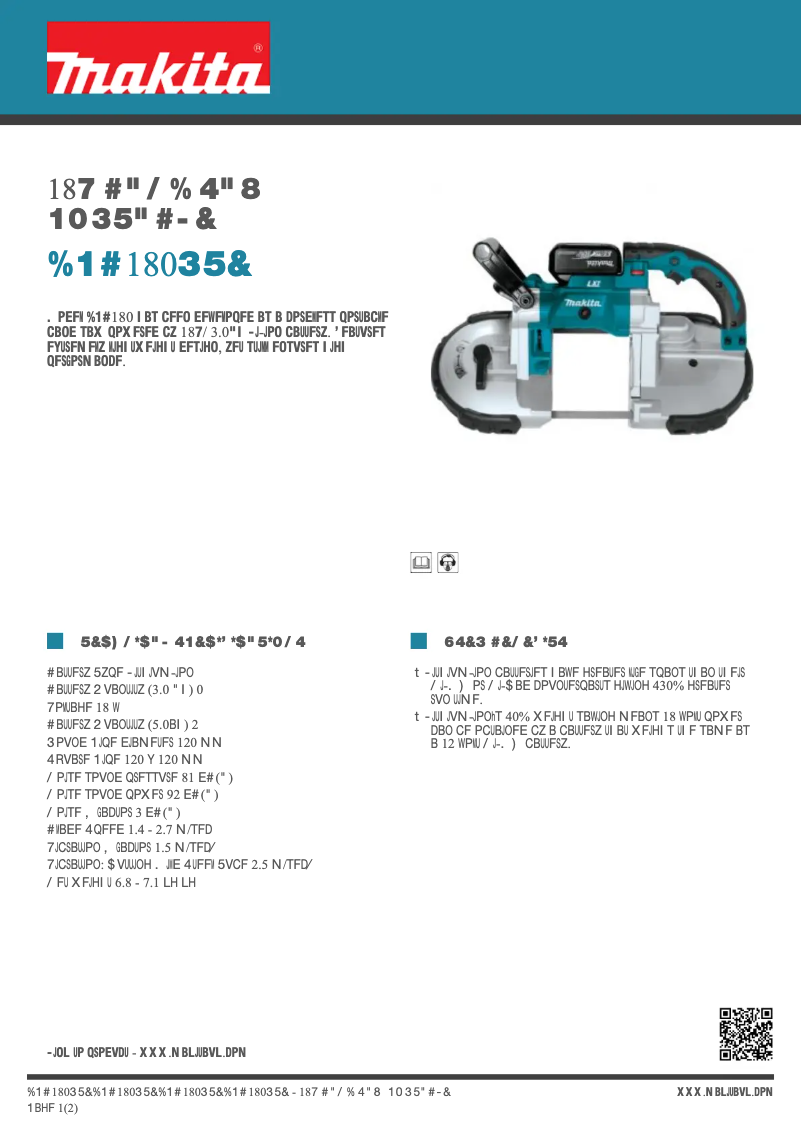 Page 1 de la notice Fiche technique Makita DPB180RTE