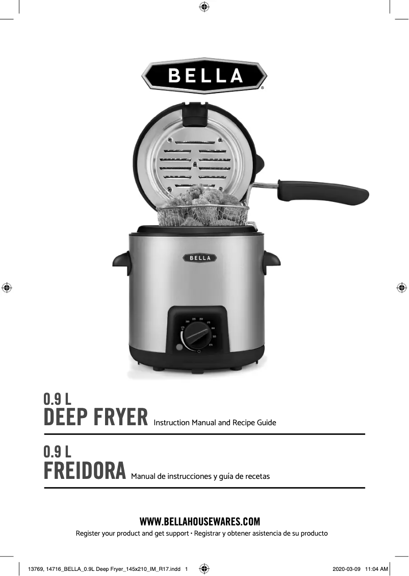 Page 1 de la notice Manuel utilisateur Bella 0.9L Deep Fryer