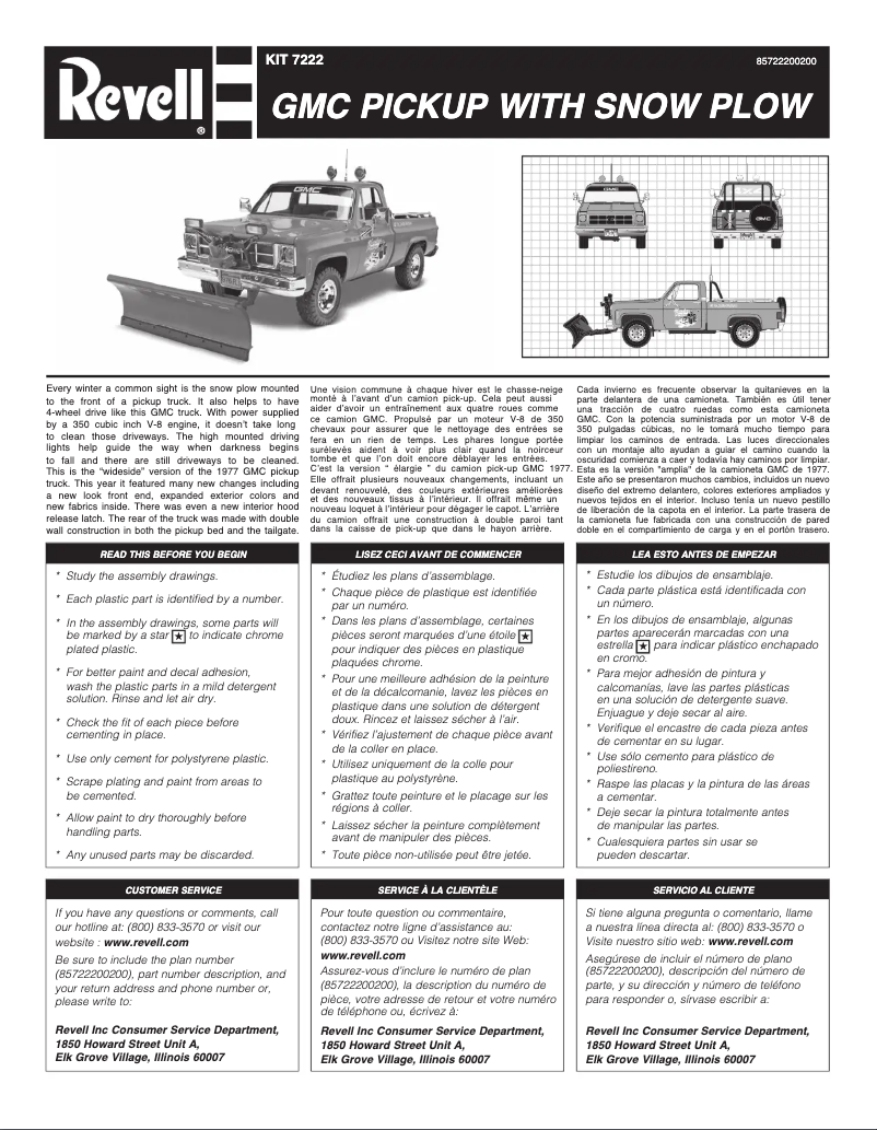 Page 1 de la notice Manuel utilisateur Revell GMC Pickup w/ Snow Plow
