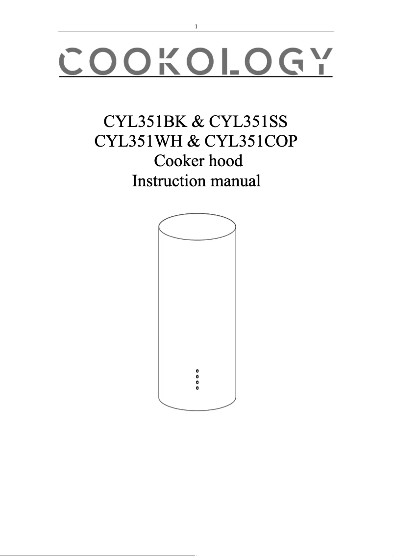 Page 1 de la notice Manuel utilisateur Cookology CYL351WH