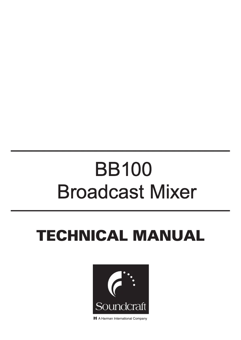 Page n°1 - Manuel utilisateur Soundcraft BB100