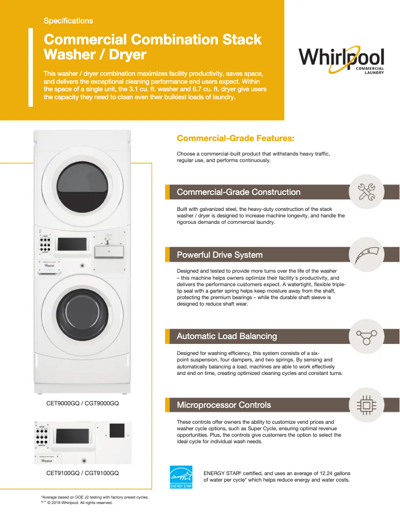 Página 1 del manual Ficha técnica Whirlpool CGT9100GQ