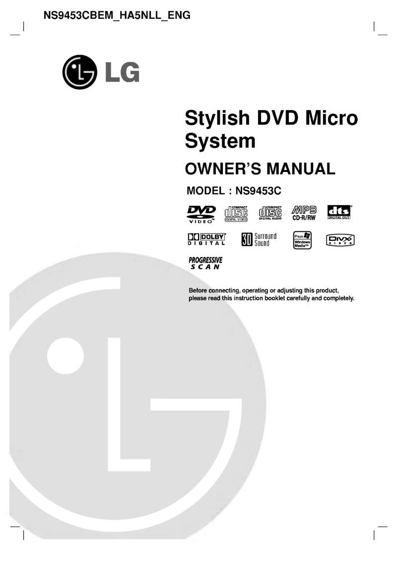 Page n°1 - Manuel utilisateur LG NS9453C