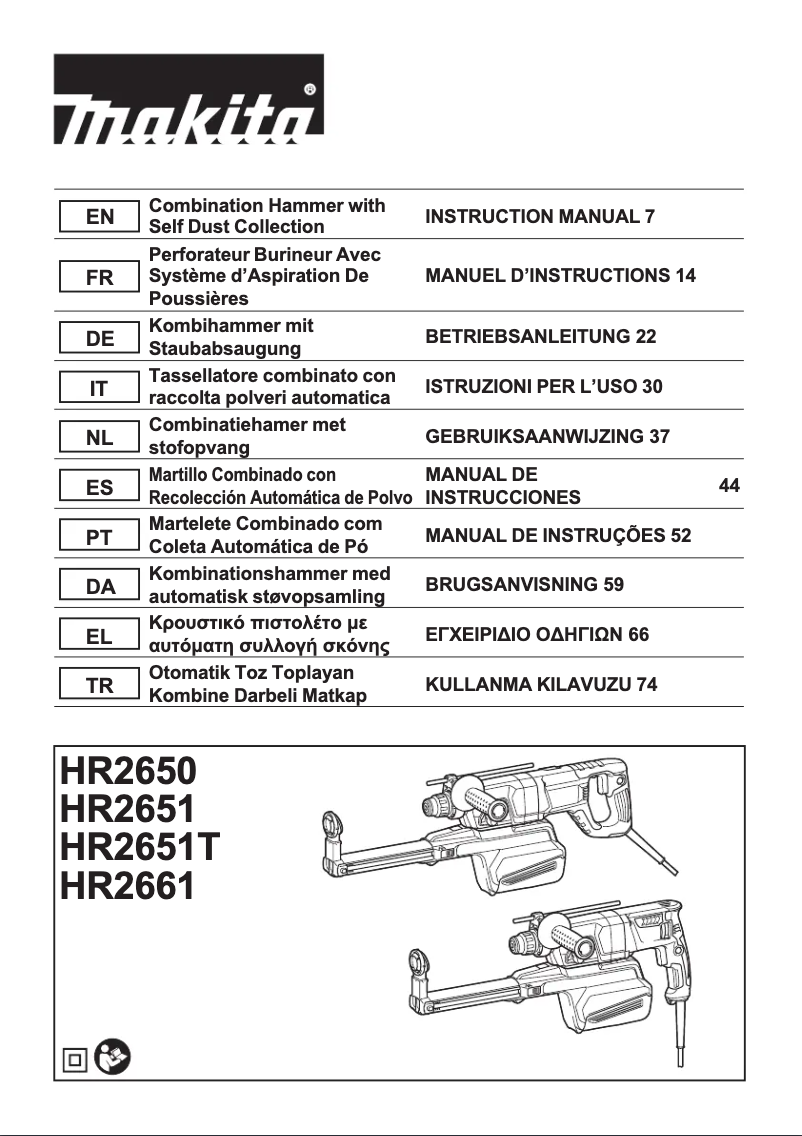 Page 1 de la notice Manuel utilisateur Makita HR2651T