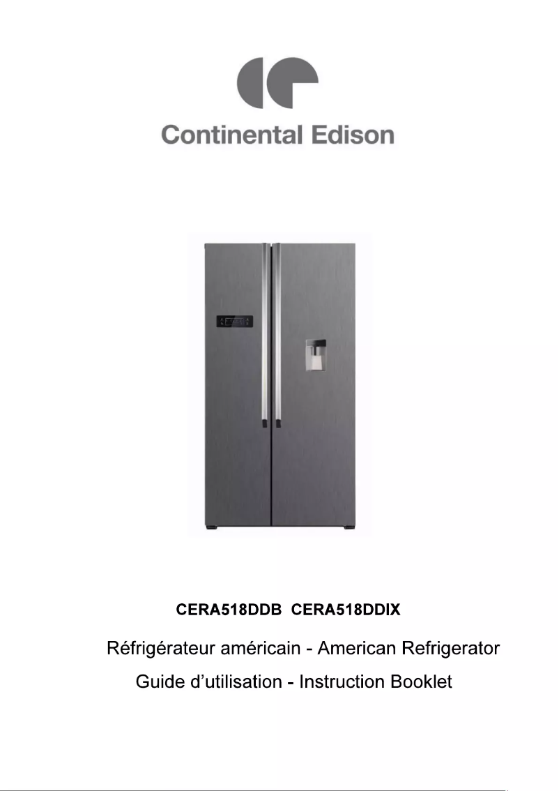 Page n°1 - Manuel utilisateur Continental Edison CERA518DDB