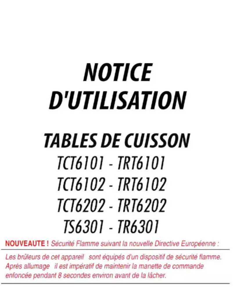 Page 1 de la notice Manuel utilisateur California TCT6102GECA