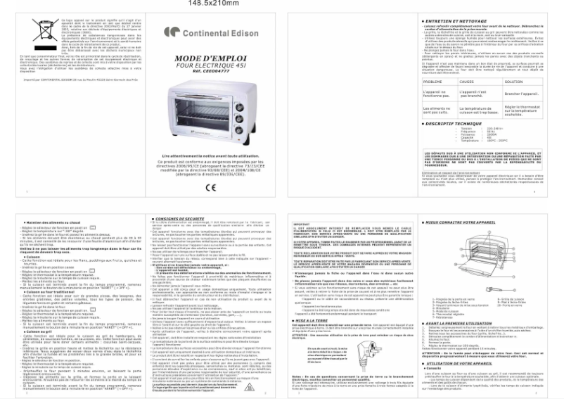 Page n°1 - Manuel utilisateur Continental Edison CEDISONEO04777