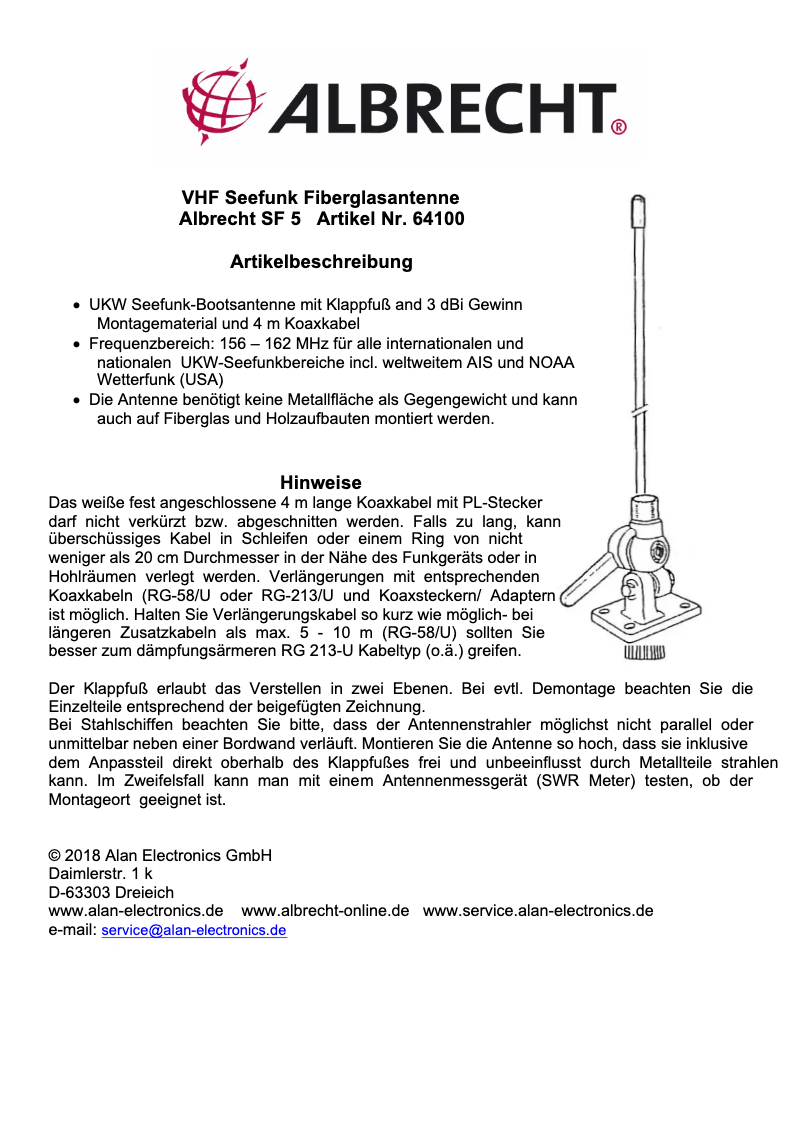 Página 1 del manual Manual de usuario Albrecht AE Marine 5