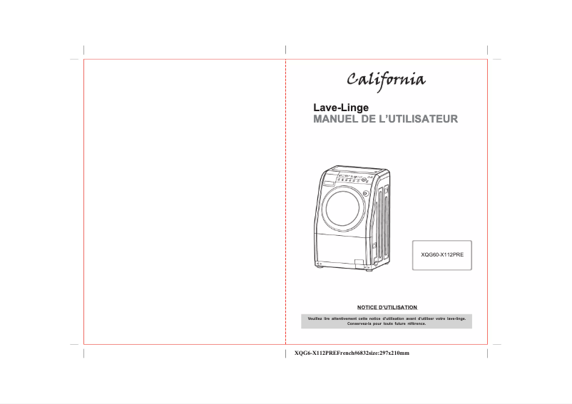 Page n°1 - Manuel utilisateur California XQG60-X112PRE