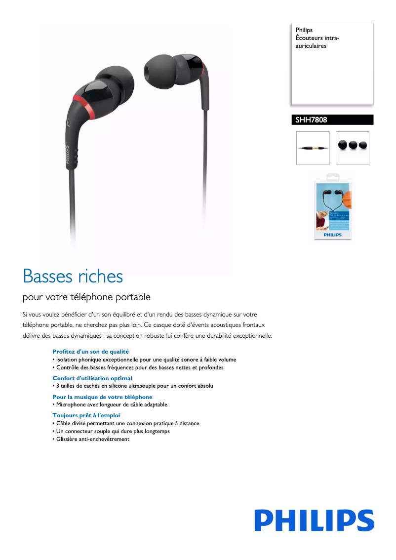 Page n°1 - Manuel utilisateur Philips SHH7808