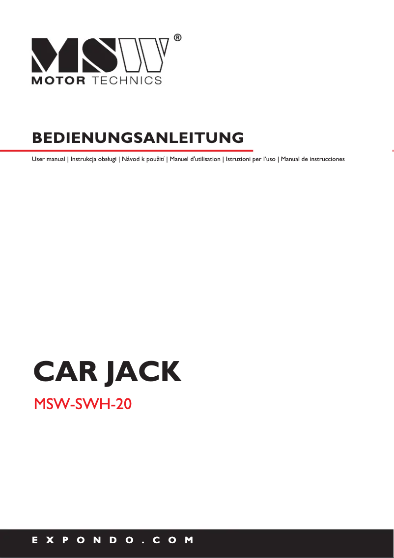 Page 1 de la notice Manuel utilisateur MSW MSW-SWH-20
