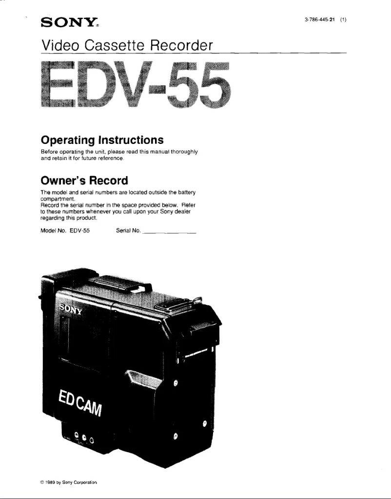 Page n°1 - Manuel utilisateur Sony EDV-55