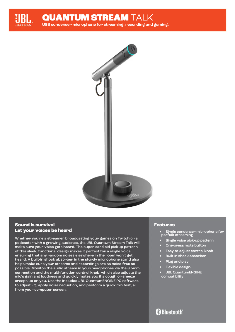 Page n°1 - Fiche technique JBL Quantum Stream Talk
