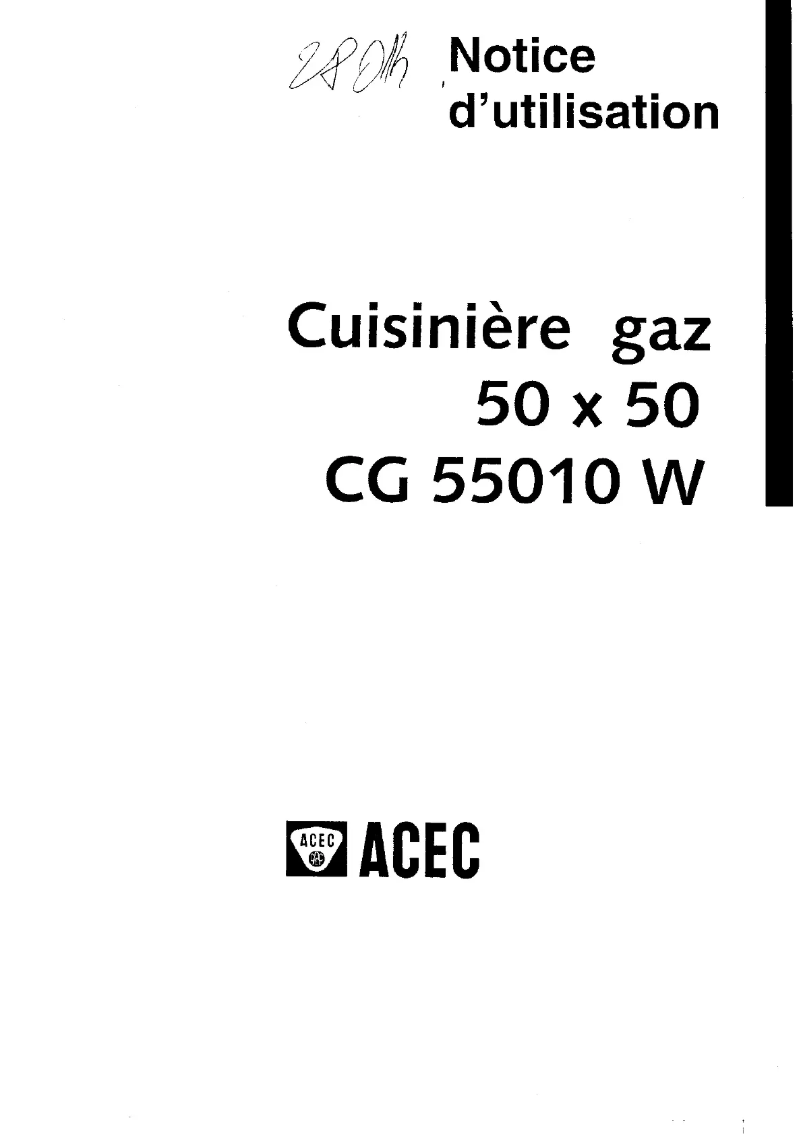 Page n°1 - Manuel utilisateur Acec CG 55010 W