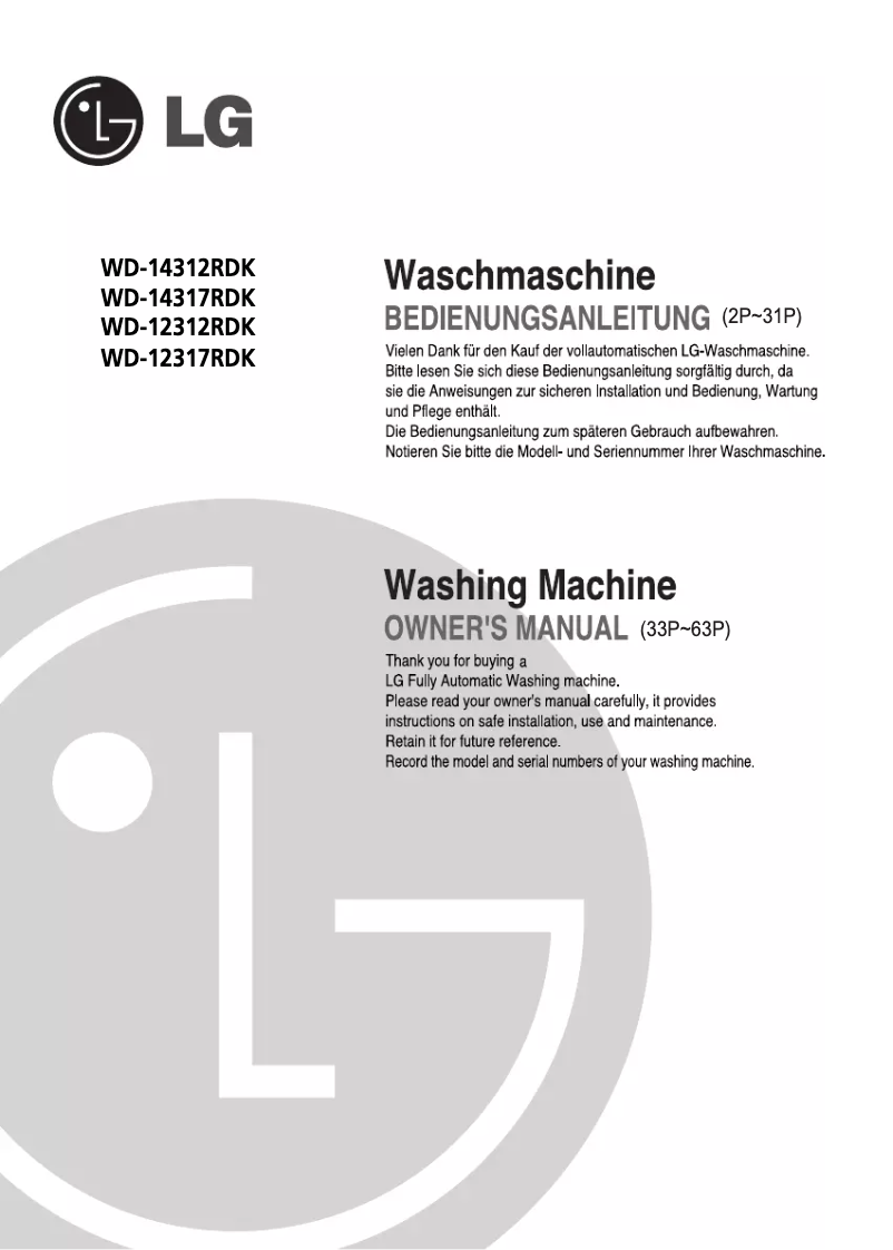 Página 1 del manual Manual de usuario LG WD-14312