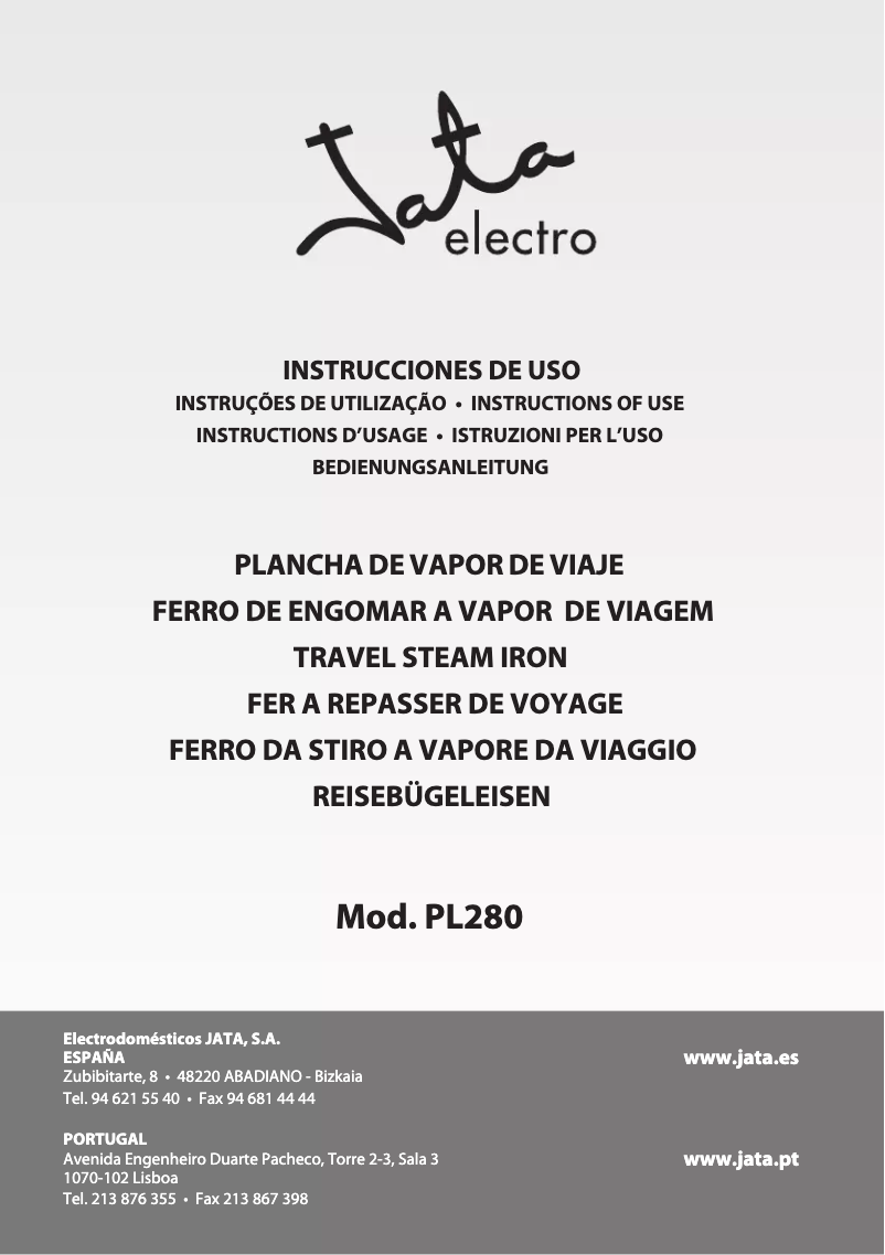 Page n°1 - Manuel utilisateur Jata PL280